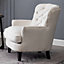 Beige Buttoned Occasional Armchair Linen Upholstered Sofa Chair Tub Chair Accent Chair for Living Room Bedroom Office