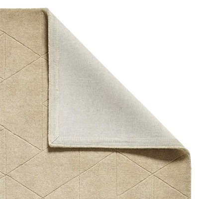 Beige Chequered , Geometric Luxurious , Modern , Plain , Wool Easy to Clean Rug for Bedroom, Living Room - 150cm X 230cm