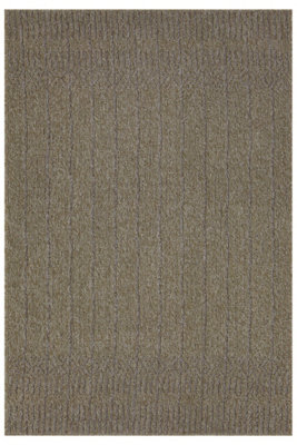 Beige Contemporary Indoor Outdoor Washable Weather Resistant Rug 160cm x 230cm