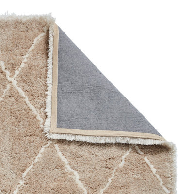 Beige/Cream Handmade Luxurious Modern Shaggy Easy to Clean Bedroom Dining Room Living Room Rug -200cm X 290cm
