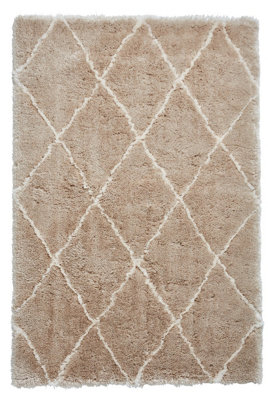 Beige/Cream Handmade Luxurious Modern Shaggy Easy to Clean Bedroom Dining Room Living Room Rug -200cm X 290cm - 8