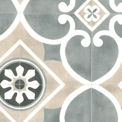 Beige Designer Effect Anti Slip Vinyl Sheet Flooring For Kitchen Bathroom Living Room-2m(6'6") X 2m(6'6")-4m² - 3