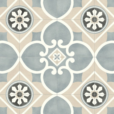 Beige Designer Effect Anti Slip Vinyl Sheet Flooring For Kitchen Bathroom Living Room-2m(6'6") X 3m(9'9")-6m²