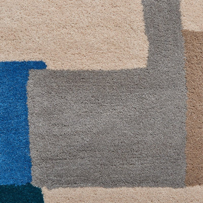 Beige Designer Wool Luxurious Modern Abstract rug For Bedroom & Living Room-120cm X 170cm