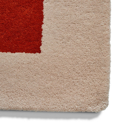 Beige Designer Wool Luxurious Modern Abstract rug For Bedroom & Living Room-120cm X 170cm
