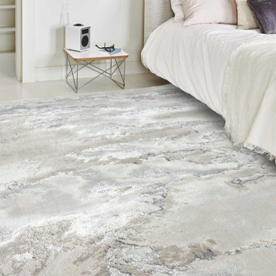 Beige Easy to Clean Abstract Optical/ (3D) Rug For Dining Room Bedroom And Living Room-160cm X 230cm