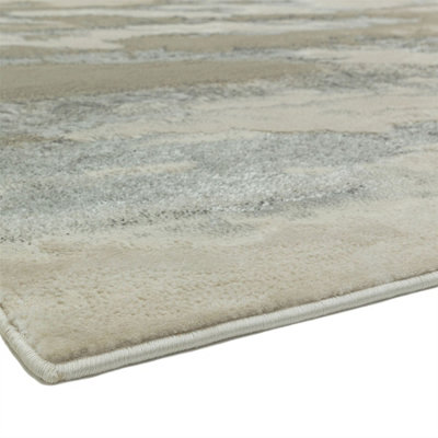 Beige Easy to Clean Abstract Optical/ (3D) Rug For Dining Room Bedroom ...