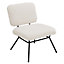 Beige Faux Wool Accent Chair Occasional Chair Vanity Chair with Metal Legs for Living Room Bedroom