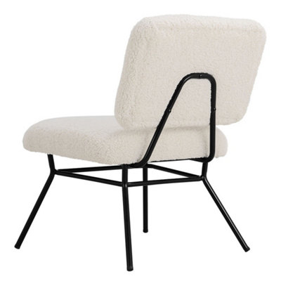 Beige Faux Wool Accent Chair Occasional Chair Vanity Chair with Metal Legs for Living Room Bedroom