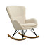 Beige Faux Wool Rocking Chair Relax Rocker Chair Relaxing Recliner Armchair with Removable Cushion