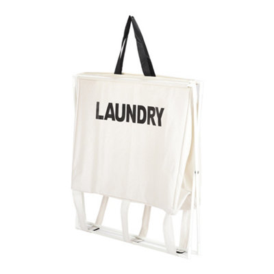 Beige Folding Large Basket Bag Organizer for Dirty Clothes Heavy Duty Laundry Cart Baskets with Handle