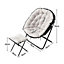 Beige Folding Metallic Base Moon Chair with Footstool