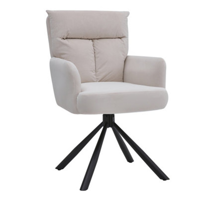 Beige Frosted Velvet Swivel Occasional Armchair Lounge Chair with Metal Legs