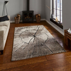 Beige Funky Modern Easy to Clean Abstract Rug For Dining Room-160cm X 220cm
