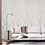 Beige Geometric 3D Striped Non Woven Embossed Patterned Wallpaper