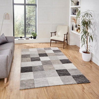 Beige Geometric Rug For Living Room Dinning Room Utility Room-120cm X 170cm (3ft. 11in. X 5ft. 6in.)
