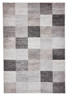 Beige Geometric Rug For Living Room Dinning Room Utility Room-120cm X 170cm (3ft. 11in. X 5ft. 6in.)