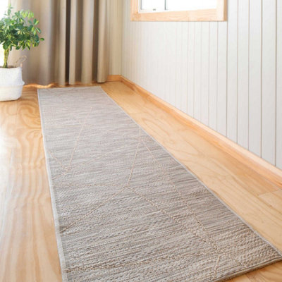 Beige Geometric Textured Woven Flatweave Easy Clean Indoor Outdoor Area