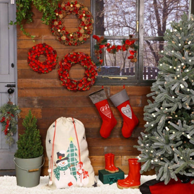 Beige Giant Snowman Children's Christmas Gift Sack 90cm x 62cm - 3
