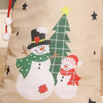 Beige Giant Snowman Children's Christmas Gift Sack 90cm x 62cm - 5
