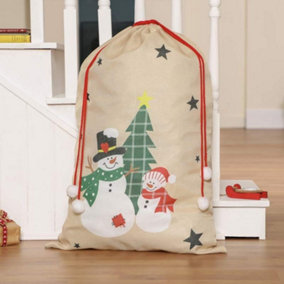 Beige Giant Snowman Children's Christmas Gift Sack