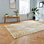 Beige/Gold Nature Print Luxurious Modern Easy to Clean Rug for Living Room Bedroom and Dining Room-120cm X 170cm