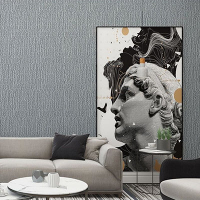 Beige Gray Linen Texture PVC Wallpaper Plain Effect Waterproof Self Adhesive Wallpaper Roll 5m²