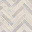 Beige Grey Herringbone Pattern Stone Effect  Vinyl Flooring For DiningRoom Conservatory And Kitchen Use-2m X 3m (6m²)