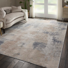 Beige Grey Luxurious Modern Easy to Clean Abstract Rug For Dining Room Bedroom And Living Room-120cm X 180cm