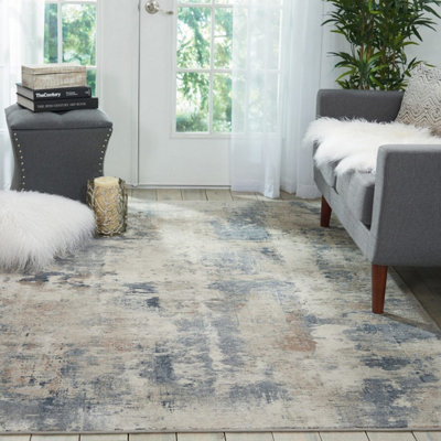 Beige/Grey Luxurious Modern Easy to Clean Abstract Rug For Dining Room Bedroom And Living Room-282cm X 389cm