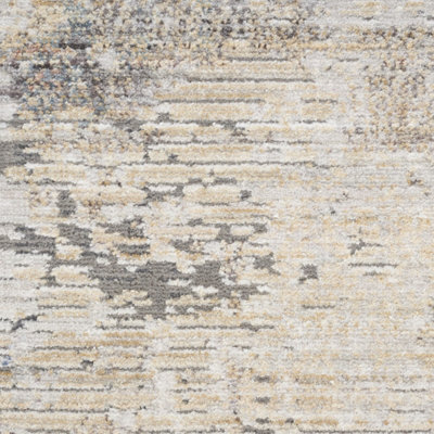 Beige Grey Modern Abstract Easy To Clean Living Room Bedroom & Dining Room Rug-259cm X 345cm