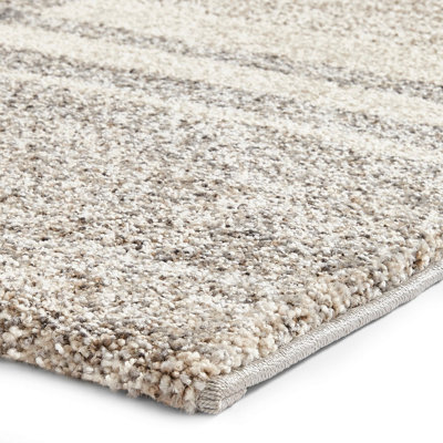 Beige/Grey Modern Tartan Easy to Clean Abstract Rug For Dining Room-120cm X 170cm