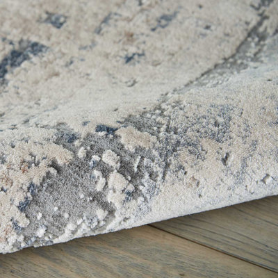 Beige Grey Rug, 10mm Thick Abstract Stain-Resistant Rug, Luxurious Modern Rug for Bedroom, & Dining Room-240cm X 320cm