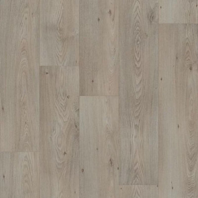 Beige Grey Wood Effect Vinyl Flooring, Anti-Slip Contract Commercial Vinyl Flooring with 3.5mm Thickness-8m(26'3") X 3m(9'9")-24m²