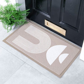Beige Half Moon Abstract Indoor & Outdoor Doormat - 70x40cm
