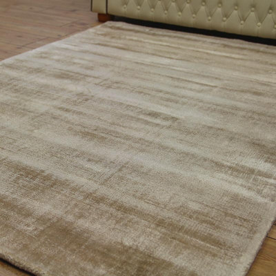 Beige Handmade , Luxurious , Modern , Plain Easy to Clean Viscose Rug ...