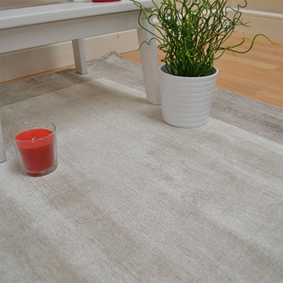 Beige Handmade , Luxurious , Modern , Plain Viscose Rug for Living Room, Bedroom - 120cm X 170cm