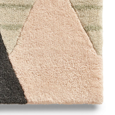 Beige Handmade Luxurious Modern Wool Abstract Rug Easy to clean Living Room and Bedroom-150cm X 230cm