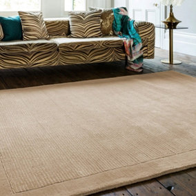 Beige Handmade Modern Plain Wool Easy to Clean Handmade Rug For Bedroom Dining Room Living Room -68 X 240cm (Runner)