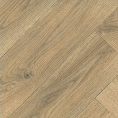 Beige Herringbone Wood Effect Vinyl Flooring For LivingRoom, Kitchen, 2.8mm Backed Vinyl Sheet-5m(16'4") X 4m(13'1")-20m²