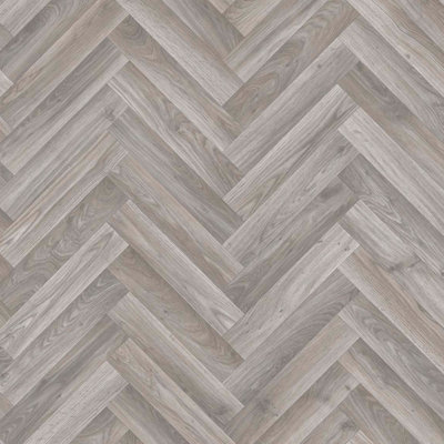 Beige Herringbone Wood Effect Vinyl Flooring For LivingRoom, Kitchen, 2mm Textile Backing Vinyl Sheet -3m(9'9") X 2m(6'6")-6m²