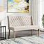 Beige Linen Upholstered Bench Dining Bench W 1310 mm
