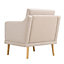 Beige Linen Upholstered Padded Home Office Armchair Recliner Chair Sofa Chair