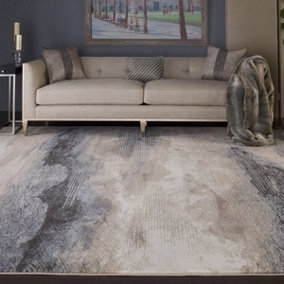 Beige Luxurious Modern Abstract Easy to Clean Rug For Bedroom & Living Room-117cm X 178cm