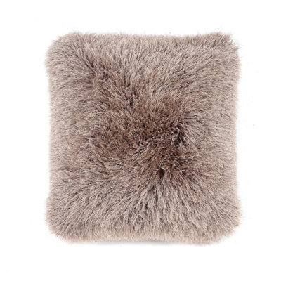 Beige Luxurious Modern Plain Shaggy Easy to Clean Rug For Dining Room Bldroom And Living Room-43cm X 43cm