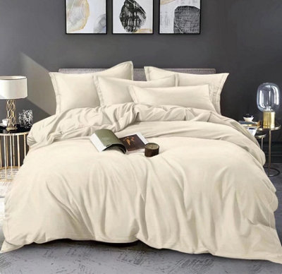 Beige Marl Easy Care Printed Duvet Set