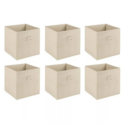 Beige - Medium Collapsible Cube Storage Boxes - 27x21.5x24.5cm