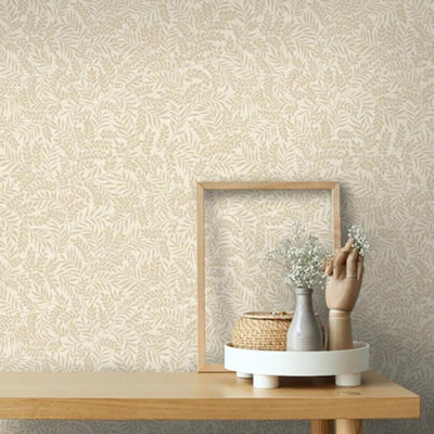 Beige Mini Leaf Holden Wallpaper Natural Floral Branch Tree Cream Contemporary