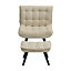Beige Minimal Comfy Chair with Footstool Set for Living Reading Room