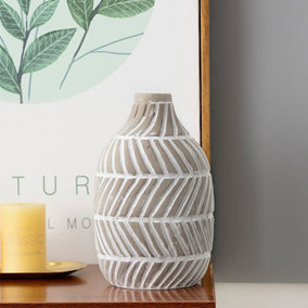 Beige Modern Distressed Ceramic Flower Vase Home Tabletop Decor for Gifts